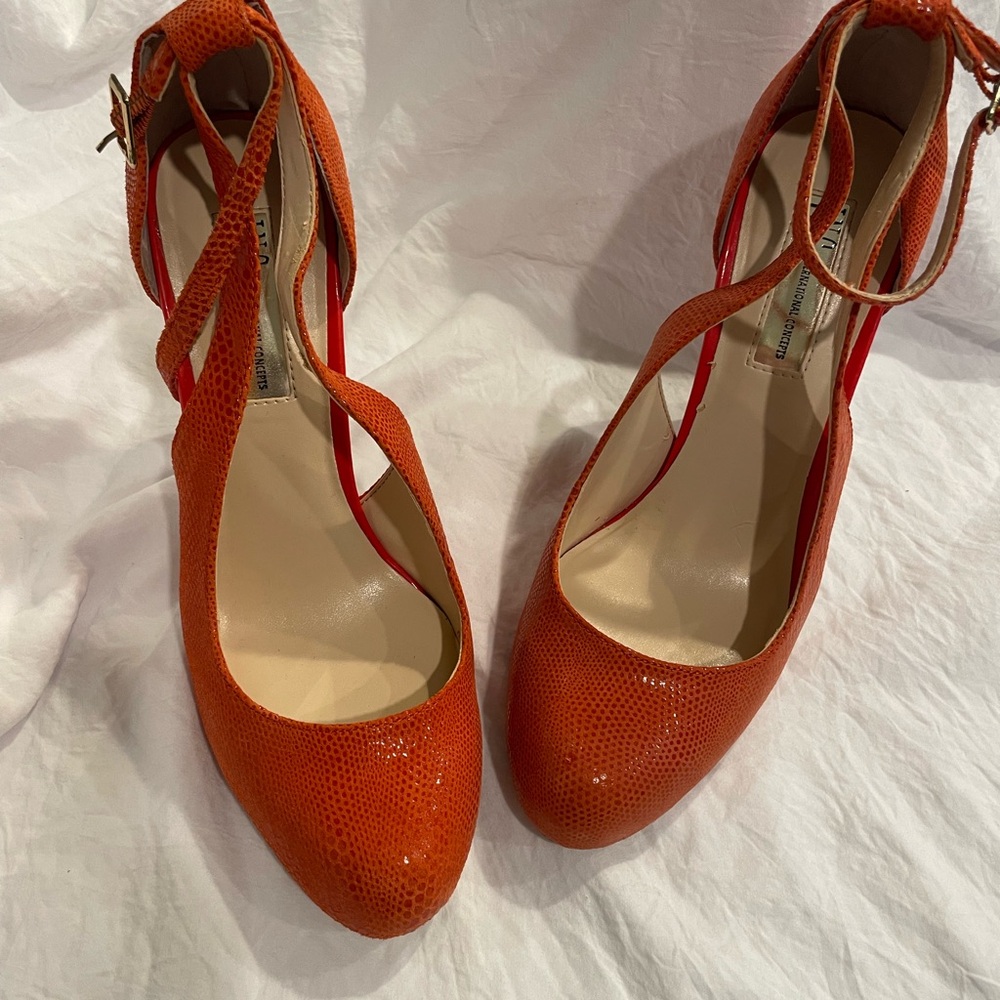 INC International Concepts Orange Strappy Heels